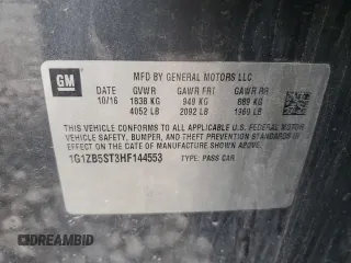 2017 Chevrolet Malibu LS with VIN 1G1ZB5ST3HF144553, listed as a Copart auction lot 54541685 with 264,666 mi miles and Clean Title. Bid and sale history available at DreamBid. Image 12.