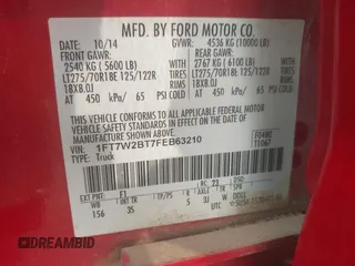 2015 Ford F-250 Lariat with VIN 1FT7W2BT7FEB63210, listed as a IAAI auction lot 39905045 with 213,169 mi miles and . Bid and sale history available at DreamBid. Image 9.