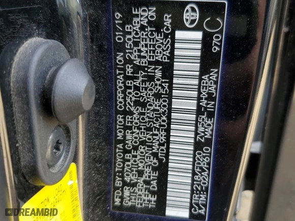 2019 Toyota Prius LE with VIN JTDL9RFU0K3001541, listed as a Copart auction lot 48569305 with 172,944 mi miles and Salvage Title. Bid and sale history available at carsss.com. Image 13.