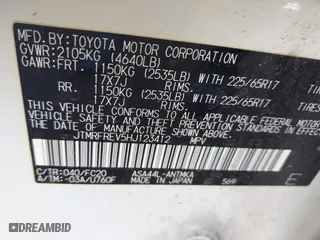 2017 Toyota RAV4 XLE with VIN JTMRFREV5HJ123412, listed as a IAAI auction lot 42018549 with 127,974 mi miles. Bid and sale history available at carsss.com. Image 9.