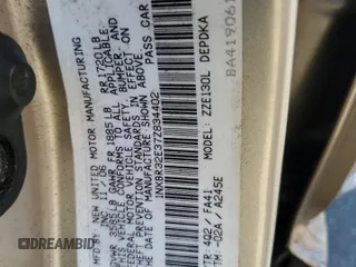 2007 Toyota Corolla CE with VIN 1NXBR32E37Z834402, listed as a Copart auction lot 45169685 with 134,420 mi miles and Salvage Title. Bid and sale history available at DreamBid. Image 12.