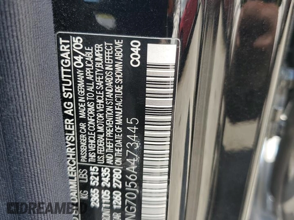 2006 Mercedes-Benz S 430 with VIN WDBNG70J56A473445, listed as a Copart auction lot 57299425 with 145,553 mi miles and Salvage title. Bid and sale history available at DreamBid. Image 13.