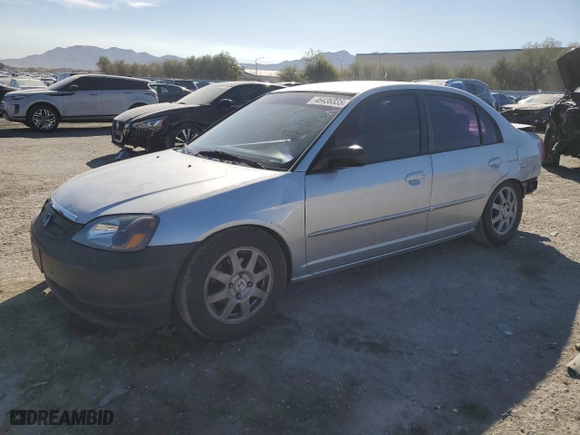 2003 Honda Civic LX with VIN 2HGES16693H582618, listed as a Copart auction lot 46436335 with 182,405 mi miles and Salvage Title. Bid and sale history available at carsss.com. Image 1.