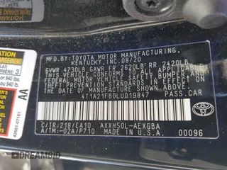 2020 Toyota Avalon Hybrid XLE z VIN 4T1A21FB0LU019847, wystawiony jako Copart lot #38831203 z przebiegiem 13 656 mil mil oraz . Historia ofert i sprzedaży dostępna na DreamBid. Obrazek 12.