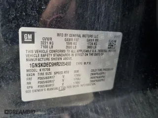 2017 Chevrolet Tahoe Commercial with VIN 1GNSKDEC9HR205490, listed as a Copart auction lot 48721705 with 158,853 mi miles and Salvage Title. Bid and sale history available at carsss.com. Image 14.