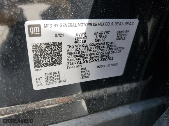 2024 GMC Terrain Denali with VIN 3GKALXEGXRL382701, listed as a Copart auction lot 49453505 with 3,542 mi miles and Salvage Title. Bid and sale history available at carsss.com. Image 14.