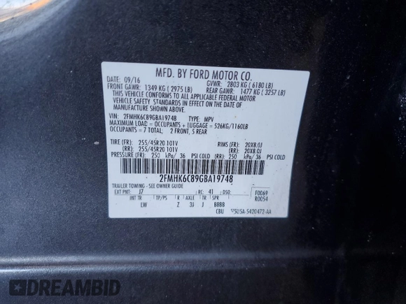 2016 Ford Flex SEL with VIN 2FMHK6C89GBA19748, listed as a Copart auction lot 45926455 with 0 mi miles and Non Repairable. Bid and sale history available at carsss.com. Image 13.