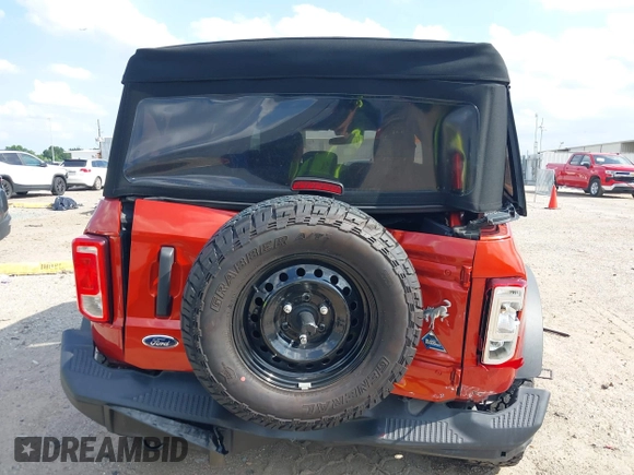2023 Ford Bronco with VIN 1FMDE5BH1PLB27668, listed as a IAAI auction lot 42359149 with 20,468 mi miles and . Bid and sale history available at DreamBid. Image 6.