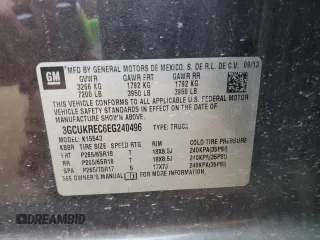2014 Chevrolet Silverado 1500 LT with VIN 3GCUKREC6EG240496, listed as a Copart auction lot 54252085 with 185,003 mi miles and Salvage Title. Bid and sale history available at DreamBid. Image 12.