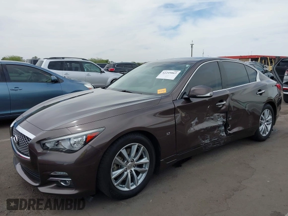 2015 Infiniti Q50 with VIN JN1BV7AP7FM349885, listed as a IAAI auction lot 42249063 with 76,089 mi miles and . Bid and sale history available at DreamBid. Image 6.