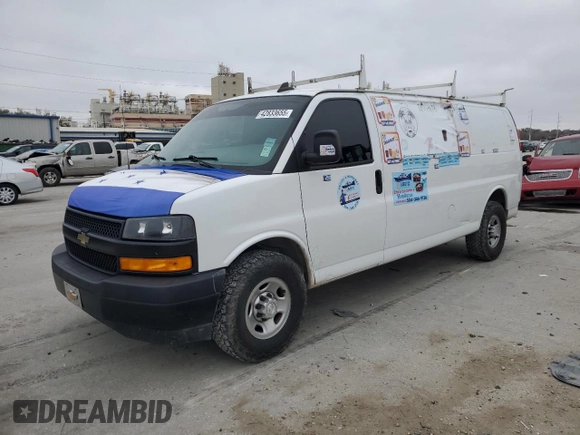 2018 Chevrolet Express Cargo with VIN 1GCWGBFPXJ1262805, listed as a Copart auction lot 42833655 with 139,417 mi miles and Salvage title. Bid and sale history available at DreamBid. Image 1.