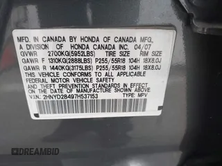 2007 Acura MDX Technology with VIN 2HNYD28497H537153, listed as a IAAI auction lot 42164667 with 168,177 mi miles and . Bid and sale history available at DreamBid. Image 9.