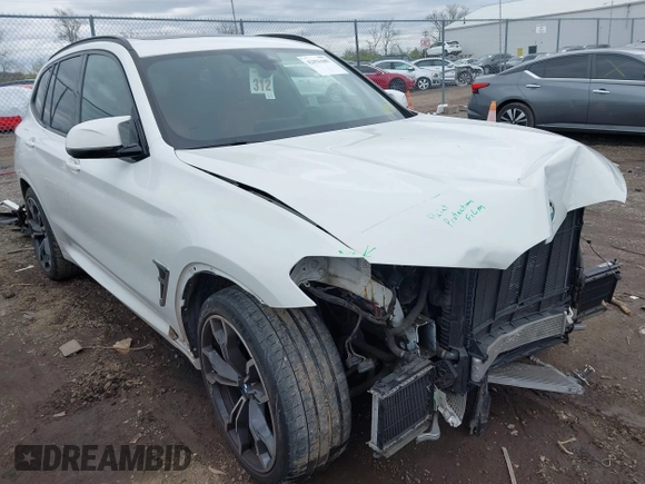 2020 BMW X3 M Competition with VIN 5YMTS0C03LLT10754, listed as a IAAI auction lot 42021685 with 48,768 mi miles. Bid and sale history available at carsss.com. Image 1.
