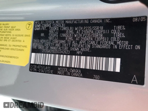 2005 Lexus RX with VIN 2T2GA31U35C042623, listed as a Copart auction lot 77113174 with Not Provided miles and Non Repairable. Bid and sale history available at carsss.com. Image 14.