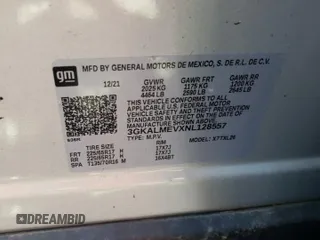 2022 GMC Terrain SLE with VIN 3GKALMEVXNL128557, listed as a Copart auction lot 47608065 with 43,595 mi miles and Salvage title. Bid and sale history available at DreamBid. Image 14.