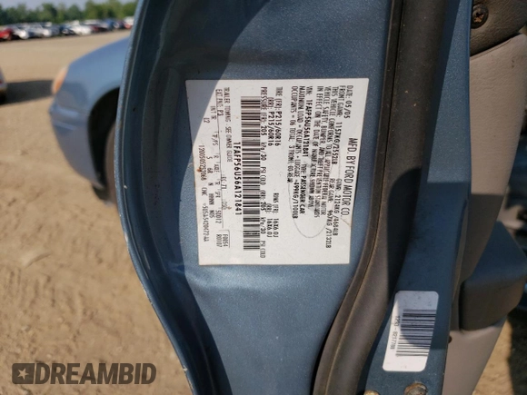2006 Ford Taurus SEL with VIN 1FAFP56U56A121841, listed as a Copart auction lot 64722045 with 147,223 mi miles and Salvage title. Bid and sale history available at DreamBid. Image 12.