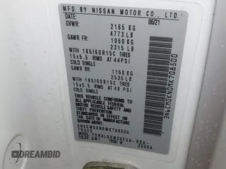 2021 Nissan NV200 SV с VIN 3N6CM0KN0MK708500, выставлен на аукционе IAAI как лот 41809044 с пробегом 137 985 миль миль и . История ставок и продаж доступна на DreamBid. Изображение 9.