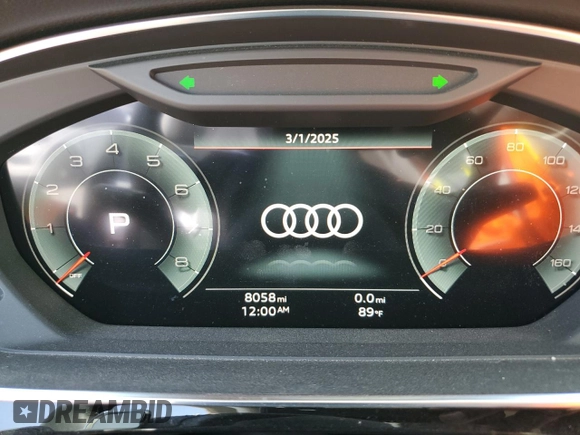 2023 Audi A8 with VIN WAULDAF88PN010368, listed as a Copart auction lot 47824965 with 8,058 mi miles and Salvage Title. Bid and sale history available at carsss.com. Image 9.