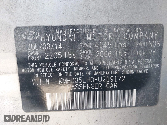 2014 Hyundai Elantra с VIN KMHD35LH0EU219172, выставлен на аукционе IAAI как лот 42521351 с пробегом 169 144 миль миль и . История ставок и продаж доступна на DreamBid. Изображение 9.