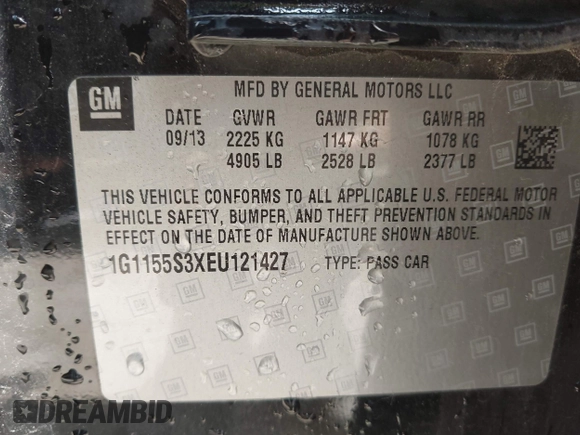2014 Chevrolet Impala LTZ с VIN 1G1155S3XEU121427, выставлен на аукционе IAAI как лот 42313867 с пробегом 221 519 миль миль и . История ставок и продаж доступна на DreamBid. Изображение 9.