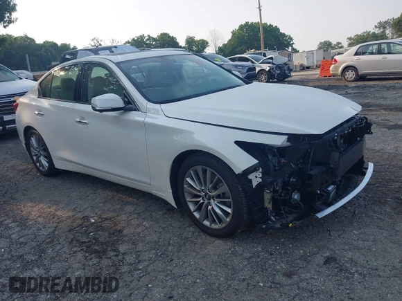 2023 Infiniti Q50 Luxe with VIN JN1EV7BP6PM512345, listed as a IAAI auction lot 42388297 with 11,204 mi miles and . Bid and sale history available at DreamBid. Image 1.