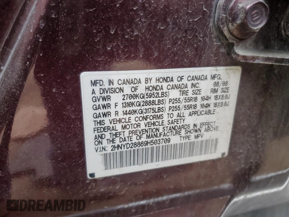 2009 Acura MDX Sport/Entertainment Pkg with VIN 2HNYD28869H503709, listed as a Copart auction lot 44127545 with 165,031 mi miles and Salvage Title. Bid and sale history available at carsss.com. Image 15.