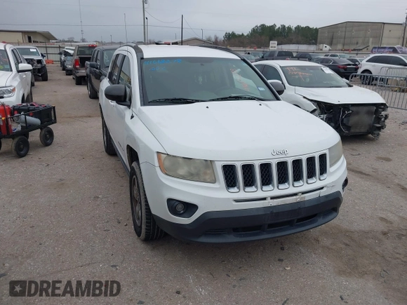 2013 Jeep Compass Sport with VIN 1C4NJCBA4DD275668, listed as a IAAI auction lot 41613278 with 154,489 mi miles. Bid and sale history available at carsss.com. Image 1.