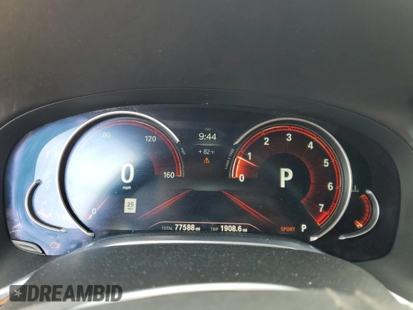 2016 BMW 7 Series 750i with VIN WBA7F0C53GGM20760, listed as a Copart auction lot 57230334 with 77,588 mi miles and Salvage Title. Bid and sale history available at carsss.com. Image 9.