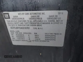 2010 GMC Terrain SLE-2 with VIN 2CTFLEEY6A6318781, listed as a IAAI auction lot 41857987 with 158,020 mi miles and . Bid and sale history available at DreamBid. Image 9.