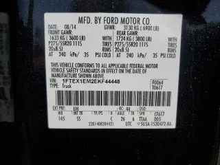 2014 Ford F-150 XL with VIN 1FTEX1EM2EKF44448, listed as a Copart auction lot 50102295 with 140,239 mi miles and Salvage title. Bid and sale history available at DreamBid. Image 14.
