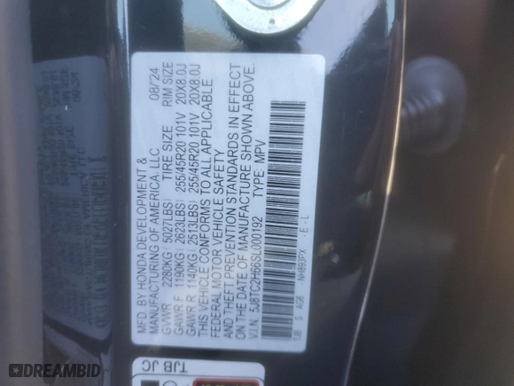 2025 Acura RDX w/A-Spec Pkg with VIN 5J8TC2H66SL000192, listed as a Copart auction lot 48537155 with 2,941 mi miles and Salvage Title. Bid and sale history available at carsss.com. Image 13.