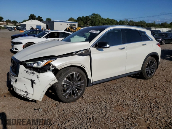 2022 Infiniti QX50 Luxe with VIN 3PCAJ5BB3NF107145, listed as a Copart auction lot 70091034 with 35,513 mi miles and Salvage title. Bid and sale history available at DreamBid. Image 1.