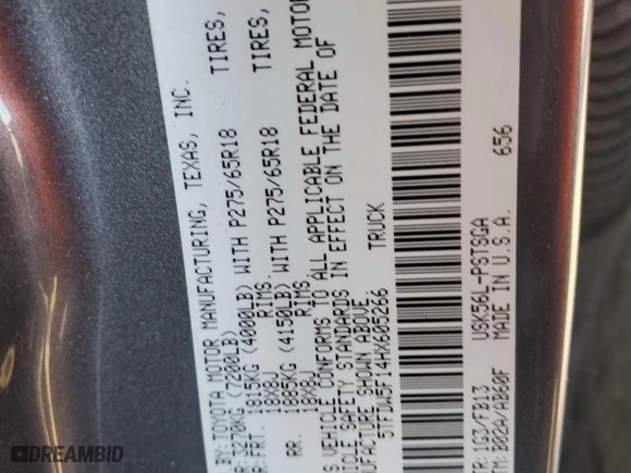 2017 Toyota Tundra 4WD SR5 with VIN 5TFDW5F14HX605266, listed as a Copart auction lot 49847835 with 73,181 mi miles and Salvage Title. Bid and sale history available at carsss.com. Image 13.