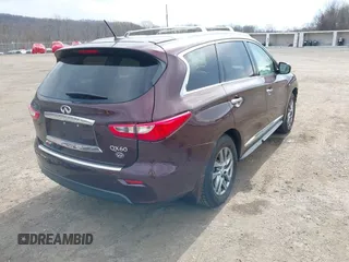 2014 Infiniti QX60 with VIN 5N1AL0MM3EC529582, listed as a IAAI auction lot 41844458 with 127,063 mi miles and . Bid and sale history available at carsss.com. Image 4.