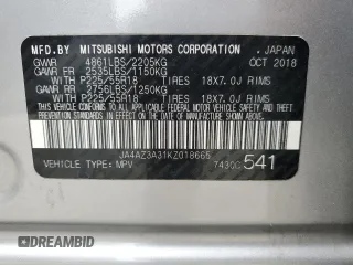 2019 Mitsubishi Outlander ES with VIN JA4AZ3A31KZ018665, listed as a Copart auction lot 63667265 with 112,955 mi miles and Clean title. Bid and sale history available at DreamBid. Image 13.