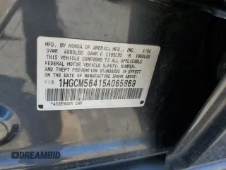 2005 Honda Accord LX with VIN 1HGCM56415A065869, listed as a Copart auction lot 62501495 with Not provided miles and Salvage title. Bid and sale history available at DreamBid. Image 13.