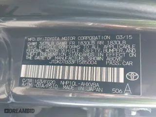 2015 Toyota Prius c One with VIN JTDKDTB33F1585004, listed as a IAAI auction lot 41950129 with 209,233 mi miles. Bid and sale history available at carsss.com. Image 9.