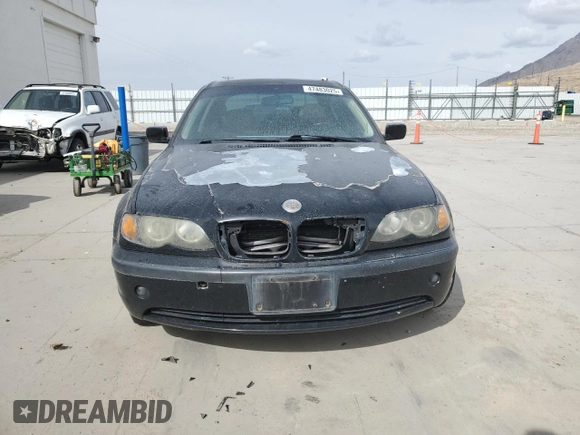 2002 BMW 3 Series 325i with VIN WBAEV33482KL58443, listed as a Copart auction lot 47483025 with 0 mi miles and Salvage Title. Bid and sale history available at carsss.com. Image 5.