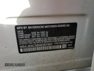 2019 BMW 5 Series M550i xDrive with VIN WBAJB9C58KB287991, listed as a Copart auction lot 53206135 with Not provided miles and Salvage title. Bid and sale history available at DreamBid. Image 14.