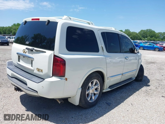 2007 Infiniti QX56 with VIN 5N3AA08C87N804711, listed as a IAAI auction lot 39319532 with 1 mi miles. Bid and sale history available at carsss.com. Image 4.