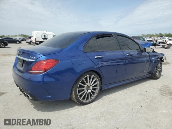2019 Mercedes-Benz C 43 AMG with VIN 55SWF6EB4KU287626, listed as a Copart auction lot 53647985 with Not provided miles and Salvage title. Bid and sale history available at DreamBid. Image 3.