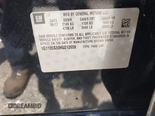 2017 Chevrolet Impala LT с VIN 1G1105S30HU212659, выставлен на аукционе IAAI как лот 42377353 с пробегом 85 837 миль миль и . История ставок и продаж доступна на DreamBid. Изображение 9.
