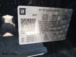 2019 Cadillac Escalade Premium Luxury with VIN 1GYS4CKJ0KR125240, listed as a IAAI auction lot 41568885 with 60,000 mi miles. Bid and sale history available at carsss.com. Image 9.