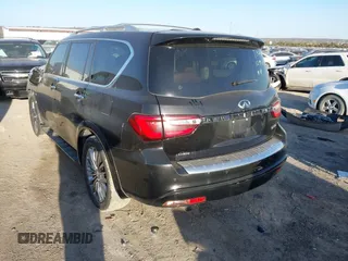 2018 Infiniti QX80 with VIN JN8AZ2NE0J9195724, listed as a IAAI auction lot 41778410 with 137,315 mi miles. Bid and sale history available at carsss.com. Image 3.