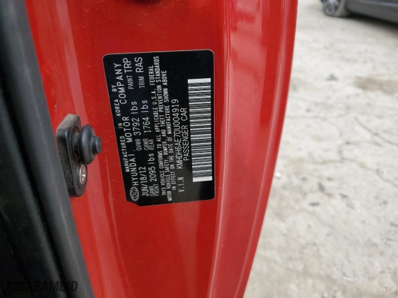 2013 Hyundai Elantra Coupe GS with VIN KMHDH6AE7DU004919, listed as a Copart auction lot 51423295 with 79,928 mi miles and Salvage Title. Bid and sale history available at carsss.com. Image 12.