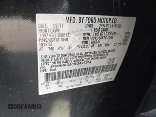 2011 Ford Explorer XLT z VIN 1FMHK8D80BGA27264, wystawiony jako IAAI lot #42296663 z przebiegiem 173 468 mil mil oraz . Historia ofert i sprzedaży dostępna na DreamBid. Obrazek 9.