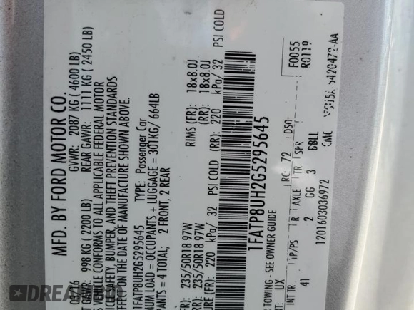 2016 Ford Mustang EcoBoost Premium z VIN 1FATP8UH2G5295645, wystawiony jako Copart lot #56110005 z przebiegiem 113 183 mil mil oraz Szkoda całkowita • Salvage title. Historia ofert i sprzedaży dostępna na DreamBid. Obrazek 13.