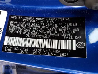 2022 Lexus ES 300h F Sport with VIN 58AGA1C12NU017408, listed as a Copart auction lot 74771444 with 11,885 mi miles and Salvage title. Bid and sale history available at DreamBid. Image 13.