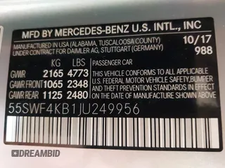 2018 Mercedes-Benz C 300 с VIN 55SWF4KB1JU249956, выставлен на аукционе IAAI как лот 42105746 с пробегом 45 739 миль миль и . История ставок и продаж доступна на DreamBid. Изображение 9.