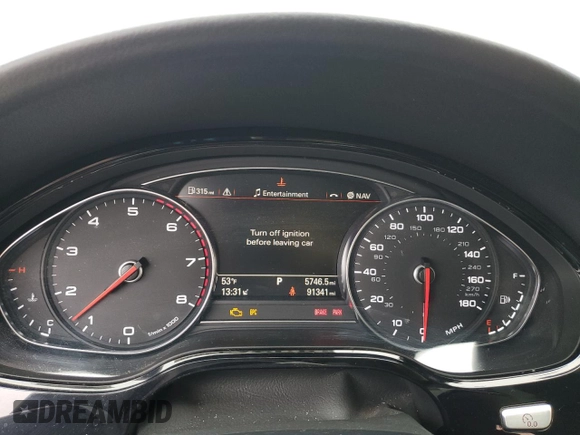 2016 Audi A8 Sport with VIN WAU43AFD1GN019272, listed as a Copart auction lot 45427105 with 91,341 mi miles and Salvage title. Bid and sale history available at DreamBid. Image 9.